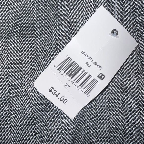 Ophelia Roe Plus Size Leggings Hi Waist Skinny Black White Herringbone 2X NWT - Picture 4 of 8